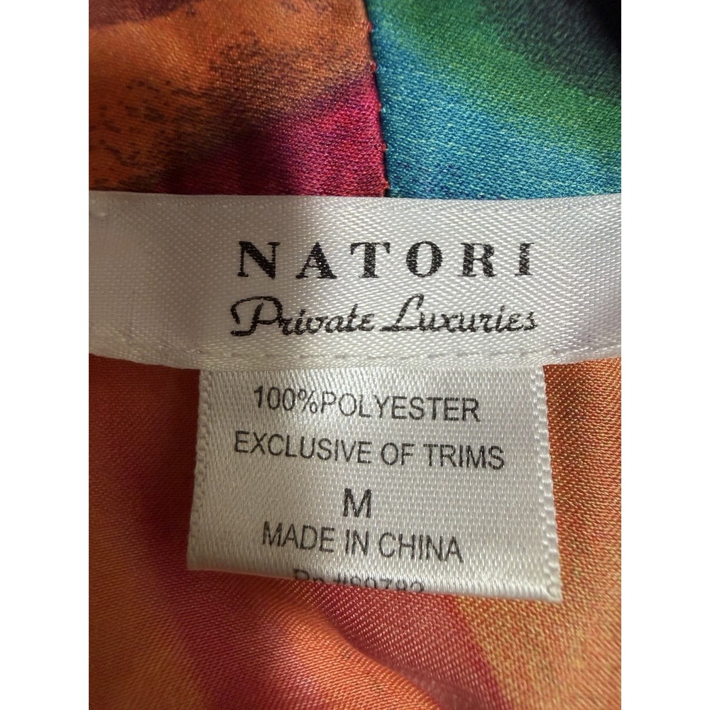 Natori Belted Satin Robe Abstract Multi Brightly Colored Medium - Picture 7 of 9